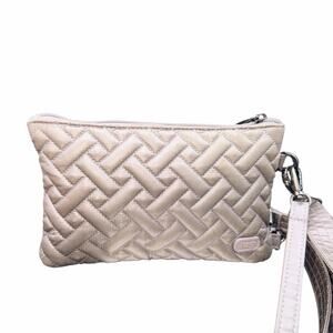 Lug Peekaboo Quilted Crossbody Wristlet Taupe RFID Nylon